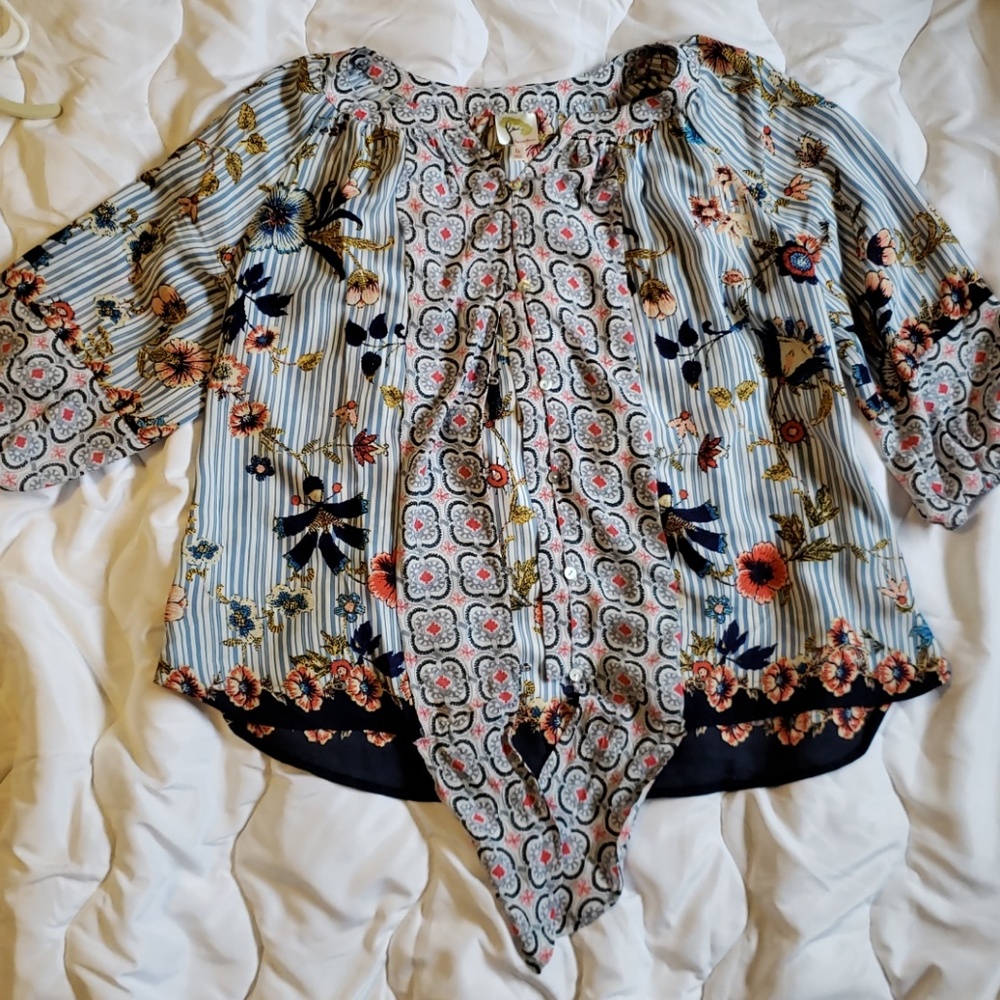 Anthropologie Fig and Flower 3/4 sleeve blouse